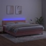 Letto a Molle con Materasso e LED Rosa 180x200 cm in Velluto