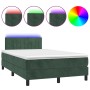 Letto a Molle con Materasso e LED Verde Scuro 120x200cm Velluto