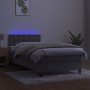 Letto a Molle Materasso e LED Grigio Chiaro 100x200 cm Velluto