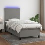 Letto a Molle Materasso e LED Grigio Scuro 90x190 cm in Tessuto