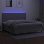 Letto a Molle Materasso e LED Grigio Chiaro 200x200 cm Tessuto