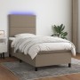 Letto a Molle con Materasso e LED Tortora 90x200 cm in Tessuto