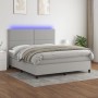 Letto a Molle Materasso e LED Grigio Chiaro 160x200 cm Tessuto