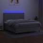 Letto a Molle Materasso e LED Grigio Chiaro 160x200 cm Tessuto