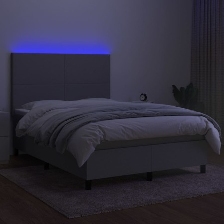 Letto a Molle Materasso e LED Grigio Chiaro 140x200 cm Tessuto