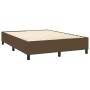 Letto a Molle Materasso e LED Marrone Scuro 140x200 cm Tessuto