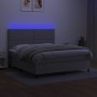 Letto a Molle Materasso e LED Grigio Chiaro 180x200 cm Tessuto