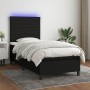 Letto a Molle con Materasso e LED Nero 100x200 cm in Tessuto