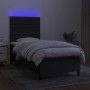 Letto a Molle con Materasso e LED Nero 100x200 cm in Tessuto