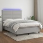 Letto a Molle Materasso e LED Grigio Chiaro 140x190 cm Tessuto