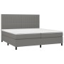 Letto a Molle Materasso e LED Grigio Scuro 200x200cm in Tessuto