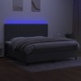 Letto a Molle Materasso e LED Grigio Scuro 200x200cm in Tessuto