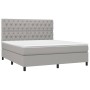 Letto a Molle Materasso e LED Grigio Chiaro 160x200 cm Tessuto