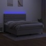 Letto a Molle Materasso e LED Grigio Chiaro 160x200 cm Tessuto