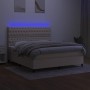 Letto a Molle con Materasso e LED Crema 180x200 cm in Tessuto