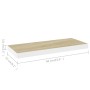 Scaffali a Parete 2 pz Rovere e Bianco 60x23,5x3,8 cm in MDF