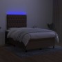 Letto a Molle Materasso e LED Marrone Scuro 120x200 cm Tessuto