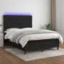 Letto a Molle con Materasso e LED Nero 140x200 cm in Tessuto