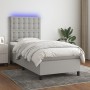 Letto a Molle Materasso e LED Grigio Chiaro 100x200 cm Tessuto