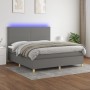 Letto a Molle Materasso e LED Grigio Scuro 180x200cm in Tessuto