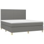 Letto a Molle Materasso e LED Grigio Scuro 180x200cm in Tessuto