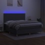 Letto a Molle Materasso e LED Grigio Scuro 180x200cm in Tessuto