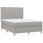 Letto a Molle Materasso e LED Grigio Chiaro 140x200 cm Tessuto