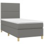 Letto a Molle Materasso e LED Grigio Scuro 90x190 cm in Tessuto