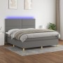 Letto a Molle Materasso e LED Grigio Scuro 160x200cm in Tessuto