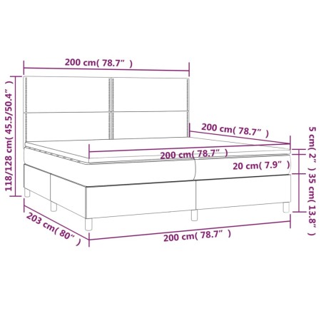 Letto a Molle Materasso e LED Blu 200x200cm in Tessuto