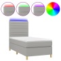 Letto a Molle Materasso e LED Grigio Chiaro 80x200 cm Tessuto