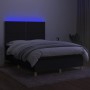 Letto a Molle con Materasso e LED Nero 140x190 cm in Tessuto