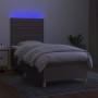 Letto a Molle con Materasso e LED Tortora 100x200cm in Tessuto