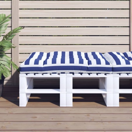 Cuscino per Pallet Strisce Bianche e Blu 120x80x12cm in Tessuto