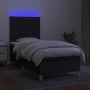 Letto a Molle con Materasso e LED Nero 100x200 cm in Tessuto