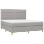 Letto a Molle Materasso e LED Grigio Chiaro 160x200 cm Tessuto