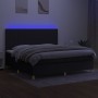 Letto a Molle Materasso e LED Nero 200x200cm in Tessuto