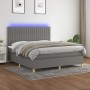 Letto a Molle Materasso e LED Grigio Scuro 180x200cm in Tessuto