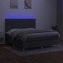 Letto a Molle Materasso e LED Grigio Scuro 180x200cm in Tessuto