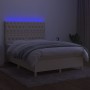 Letto a Molle con Materasso e LED Crema 140x200 cm in Tessuto