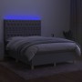 Letto a Molle Materasso e LED Grigio Chiaro 140x200 cm Tessuto