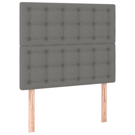 Letto a Molle Materasso e LED Grigio Scuro 90x200 cm in Tessuto