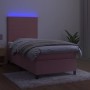 Letto a Molle con Materasso e LED Rosa 100x200 cm in Velluto