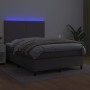 Giroletto Molle con Materasso e LED Grigio 140x200cm Similpelle