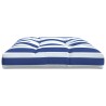 Cuscino per Pallet Strisce Bianche e Blu 120x80x12cm in Tessuto