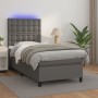 Giroletto Molle con Materasso e LED Grigio 90x190cm Similpelle