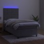 Letto a Molle Materasso e LED Grigio Chiaro 100x200 cm Velluto