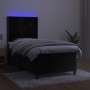 Letto a Molle con Materasso e LED Nero 100x200 cm in Velluto