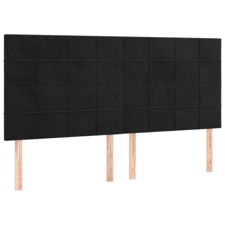 Letto a Molle con Materasso e LED Nero 180x200 cm in Velluto