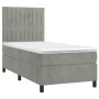 Letto a Molle Materasso e LED Grigio Chiaro 90x190 cm Velluto